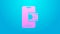 Pink line Mobile banking icon isolated on blue background. Transfer money through mobile banking on the mobile phone