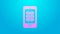 Pink line Online ticket booking and buying app interface icon isolated on blue background. E-tickets ordering