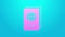 Pink line Passport with biometric data icon isolated on blue background. Identification document. 4K Video motion