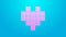 Pink line Pixel hearts for game icon isolated on blue background. 4K Video motion graphic animation