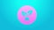 Pink line Plant based icon isolated on blue background. 4K Video motion graphic animation