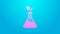 Pink line Plant breeding icon isolated on blue background. Plants growing in the test tubes. Organic food ,agriculture