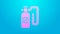 Pink line Pressure sprayer for extermination of insects icon isolated on blue background. Pest control service