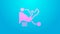Pink line Prosthesis hand icon isolated on blue background. Futuristic concept of bionic arm, robotic mechanical hand