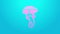 Pink line Psilocybin mushroom icon isolated on blue background. Psychedelic hallucination. 4K Video motion graphic