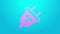 Pink line Radiation electrical plug icon isolated on blue background. Nuclear energy. 4K Video motion graphic animation