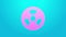 Pink line Radioactive icon isolated on blue background. Radioactive toxic symbol. Radiation Hazard sign. 4K Video motion