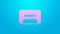 Pink line Retro audio cassette tape icon isolated on blue background. 4K Video motion graphic animation