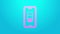 Pink line Smartphone battery charge icon isolated on blue background. Phone with a low battery charge. 4K Video motion