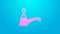 Pink line Water tap icon isolated on blue background. 4K Video motion graphic animation