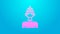 Pink line Winter athlete icon isolated on blue background. 4K Video motion graphic animation