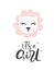 Pink Lioness hand drawn illustration vector in doodle style and calligraphic text Its a girl. Cute lioness head. Kids