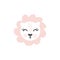 Pink Lioness hand drawn illustration vector in doodle style. Cute lioness head. Kids, baby nordic design for cards
