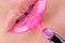 Pink lips close-up.