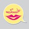 Pink lips shape, smile icon vector, sticker valentines day