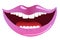 Pink lips smile. Vector illustration.