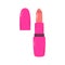 Pink lipstick. Open cosmetic tube. Fashion glamour makeup icon