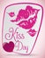 Pink Lipsticks Marks for a Lovely Kiss Day, Vector Illustration