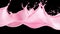 A pink liquid splashing on a black background