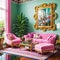 Pink living room. Generative AI