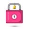 Pink Lock Icon with Keys Isolated