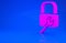 Pink Lock repair icon isolated on blue background. Padlock sign. Security, safety, protection, privacy concept