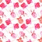 Pink lollypops watercolor seamless vector pattern