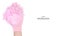 Pink loofah bath sponge in hand pattern