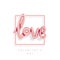 Pink love balloon font letterig banner Valentines Day