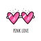 Pink love. Vector illustration for Valentine`s day. Rose-colored glasses-heart
