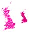 Pink Lovely Pattern Map of Great Britain