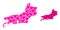 Pink Lovely Pattern Map of Rio De Janeiro State