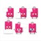 Pink lugage cartoon character bring information board