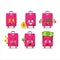 Pink lugage cartoon character with cute emoticon bring money