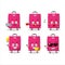 Pink lugage cartoon character with various types of business emoticons