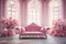 Pink luxurious room with sofa. Backdrop for photographers