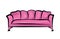 Pink luxury sofa over white background. Furniture Interior couch illustration.