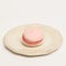 Pink macaroon on vintage plate