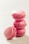 Pink macaroons french sweets stack