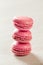 Pink macaroons french sweets stack