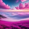 Pink magenta fantastic clouds on the sky and Gentle colors and with bright