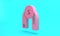 Pink Magnet icon isolated on turquoise blue background. Horseshoe magnet, magnetism, magnetize, attraction. Minimalism