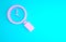 Pink Magnifying glass with clock icon isolated on blue background. Minimalism concept. 3d illustration 3D render