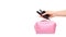 Pink makeup bag. Glamour cosmetic accessory