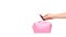 Pink makeup bag. Glamour cosmetic accessory