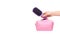 Pink makeup bag. Glamour cosmetic accessory