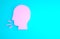 Pink Man coughing icon isolated on blue background. Viral infection, influenza, flu, cold symptom. Tuberculosis, mumps