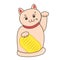 Pink Maneki neko / neco a cat with a raised paw Japanese luck symbol, illustration, love simbol