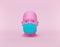 Pink mannequin head wearing medical mask. minimal corona virus protection concept. 3d rendering