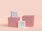 Pink marble cube-box podium minimal cream background 3d render